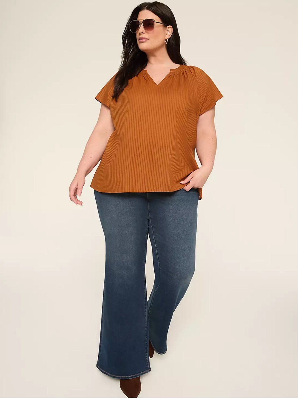 Lane Bryant Burnt Orange Pintuck Peasant Blouse, Size 22/24 - Picture 8 of 8